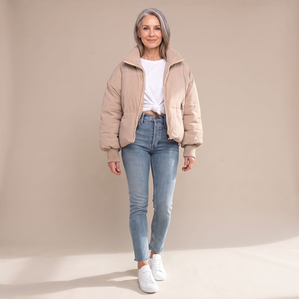 Women's Quilted Relaxed-Fit High-Neck Puffer Jacket