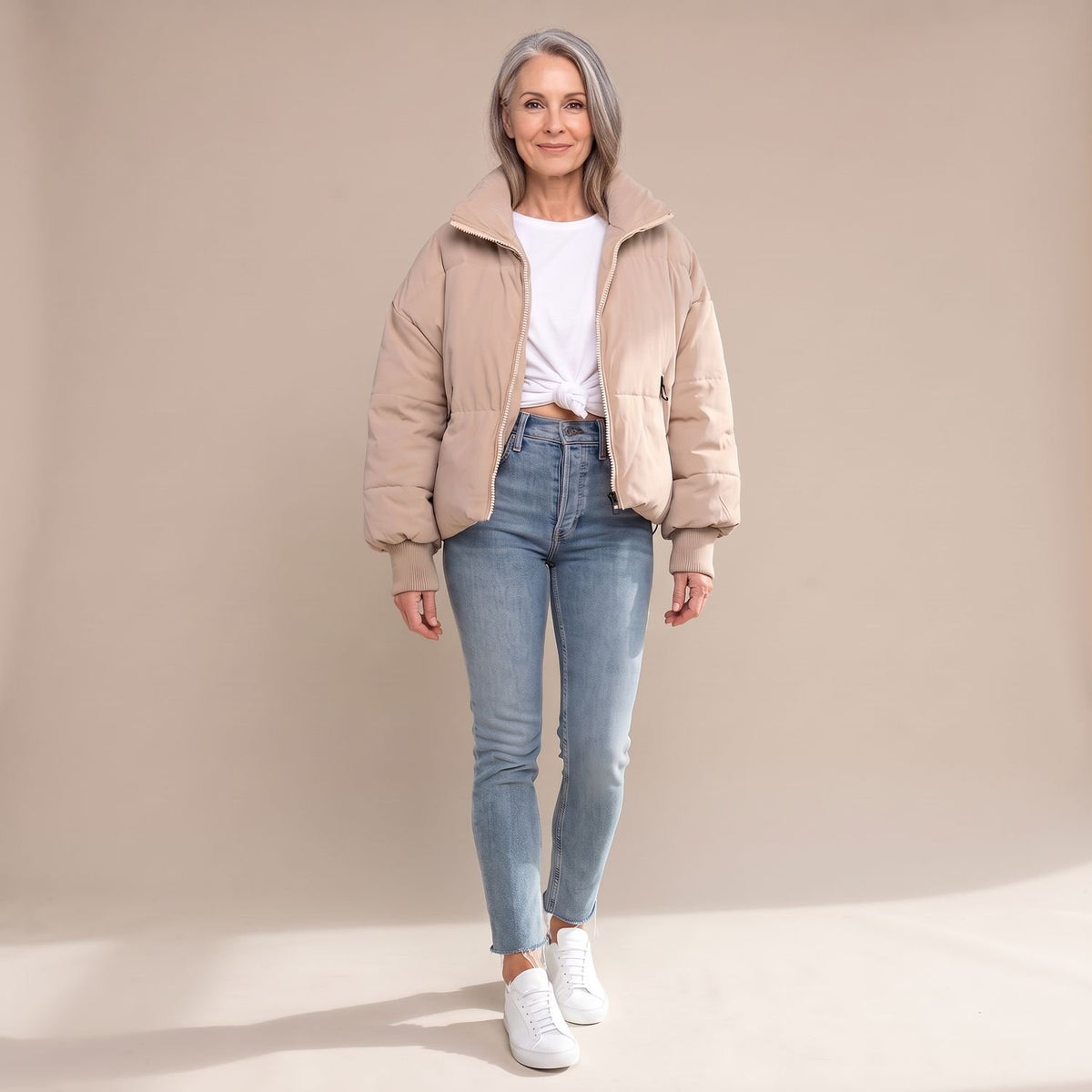 Women's Quilted Relaxed-Fit High-Neck Puffer Jacket