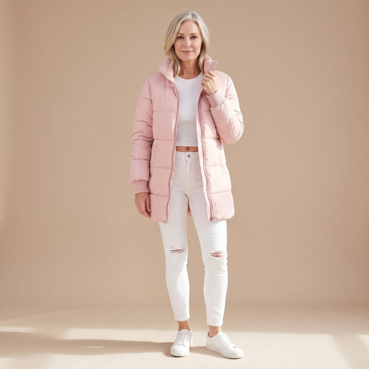 Women's Quilted Relaxed-Fit High-Neck Puffer Jacket