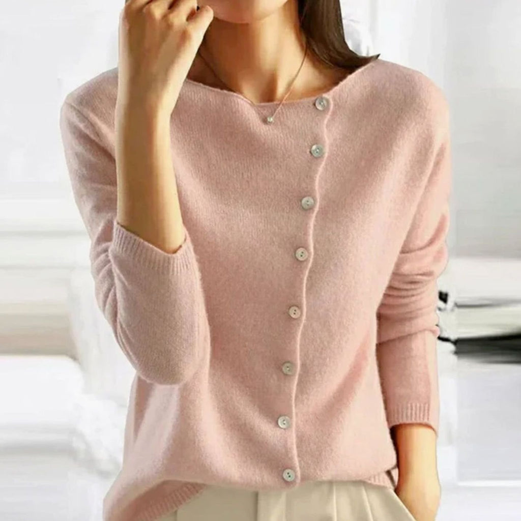Women's Relaxed Fit Button Front Cardigan Knit Sweater - Pink