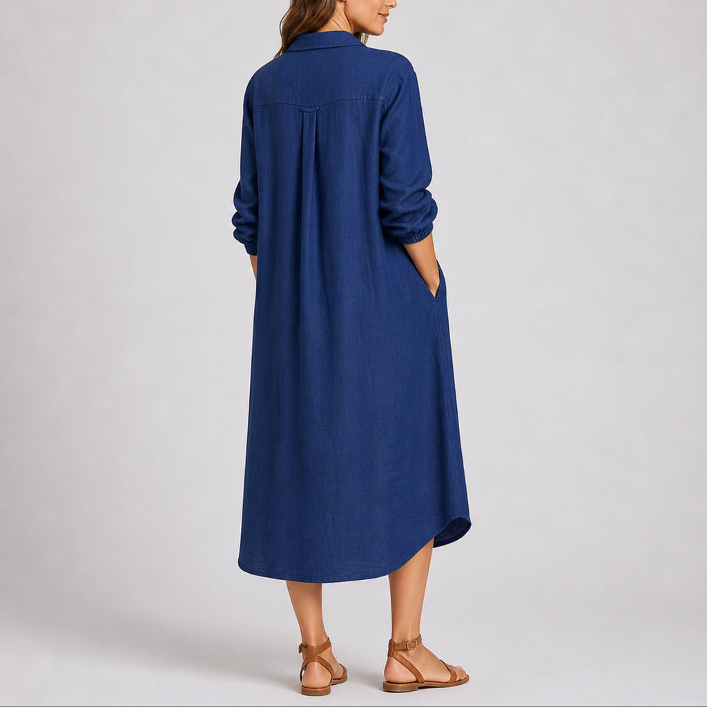 Women's Relaxed-Fit Button-Front Midi Fall Wedding Guest Dress