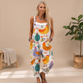 Women's Relaxed-Fit Chicken Print Sleeveless Bib Overalls Jumpsuit