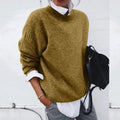 Women's Relaxed-Fit Crew Neck Cashmere Blend Pullover Sweater - Khaki