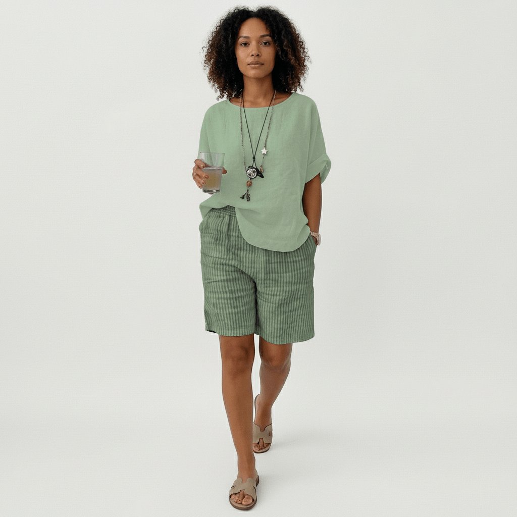 Women's Relaxed-Fit Elastic-Waist Striped Bermuda Shorts