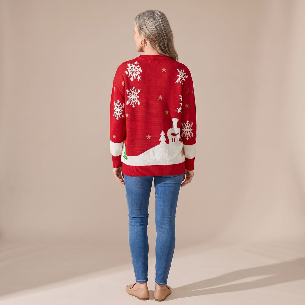 Women's Relaxed-Fit Gingerbread Knit Christmas Sweater