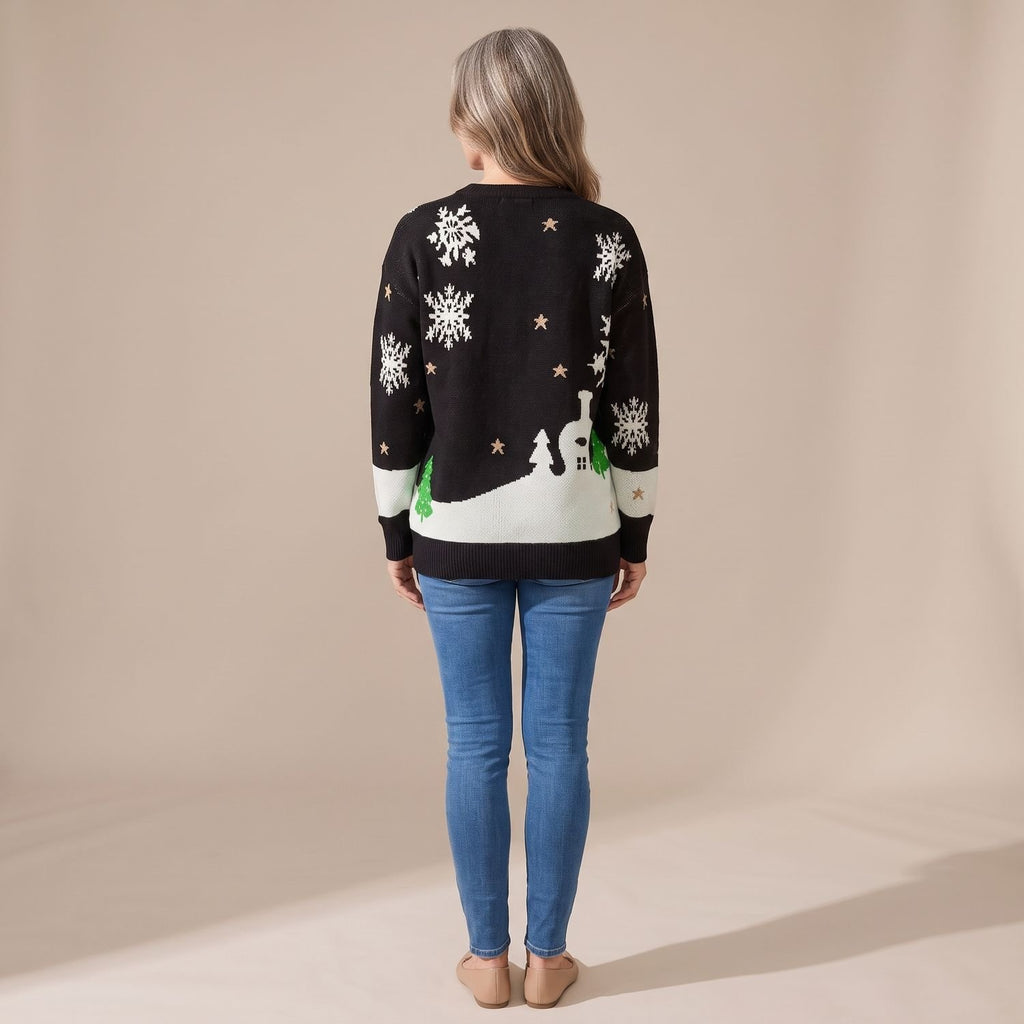 Women's Relaxed-Fit Gingerbread Knit Christmas Sweater
