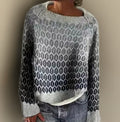 Women's Relaxed-Fit Gradient Geometric Knit Sweater - Gray