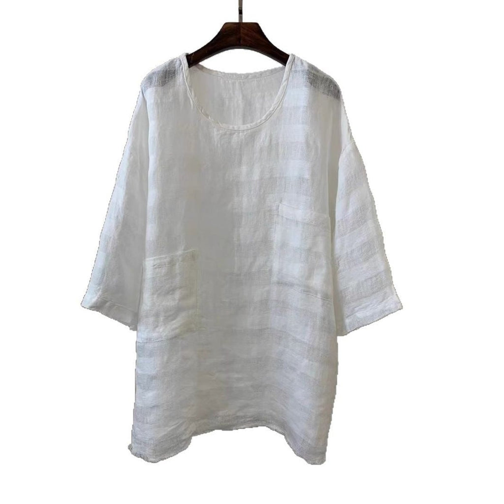 Women's Relaxed-Fit Linen Patch-Pocket Tunic Top
