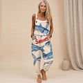 Women's Relaxed-Fit Sardine Print Adjustable-Strap Jumpsuit