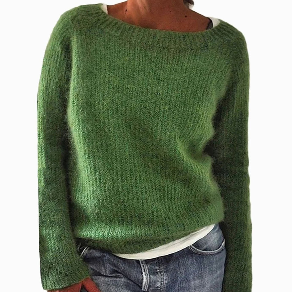 Women's Relaxed-Fit Soft Knit Pullover Sweater - Green
