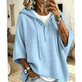 Women's Relaxed Hooded Button-Front Knit Sweater - Sky Blue
