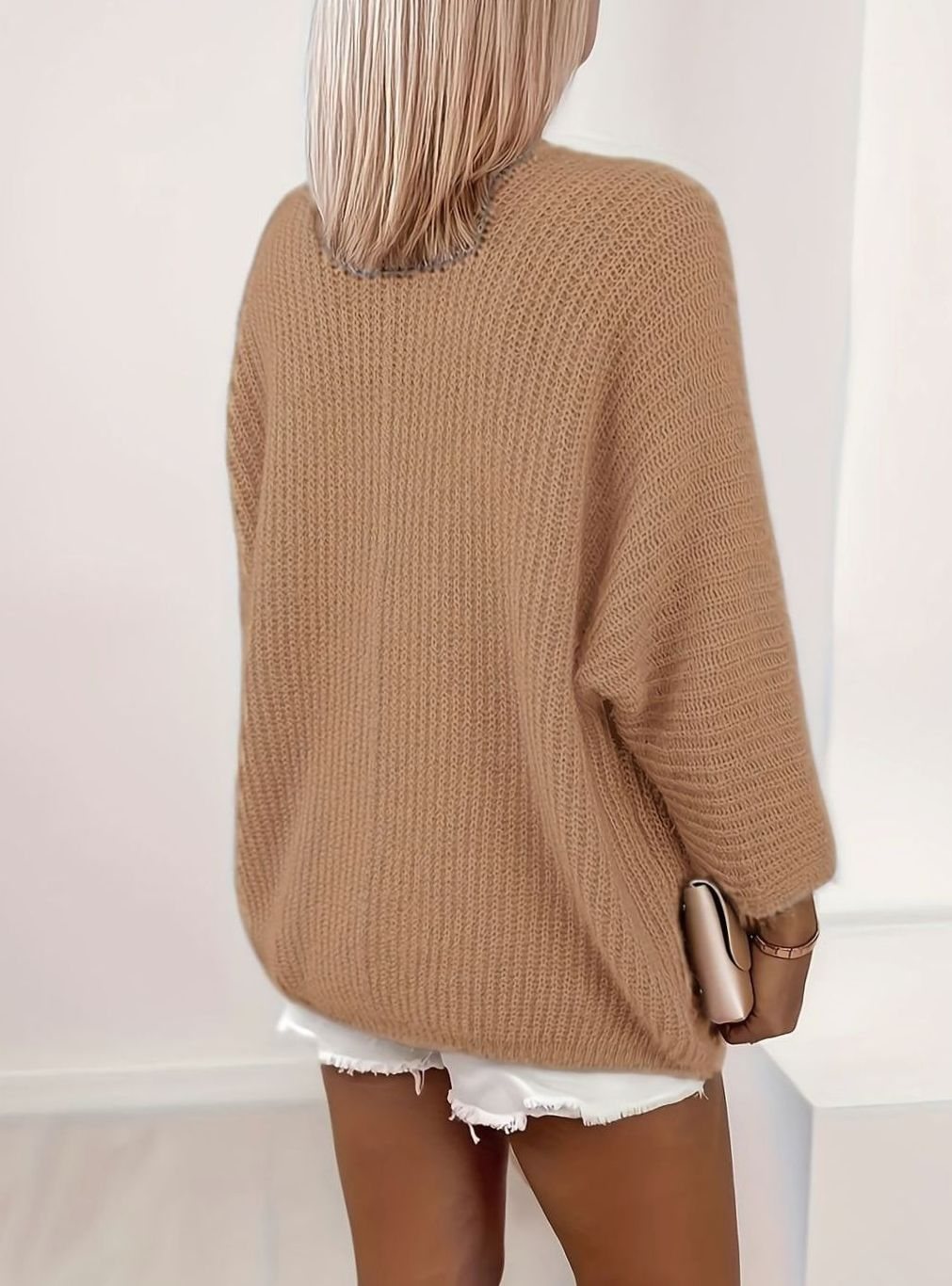 Women's Relaxed Open-Front Knit Cardigan, Lavender