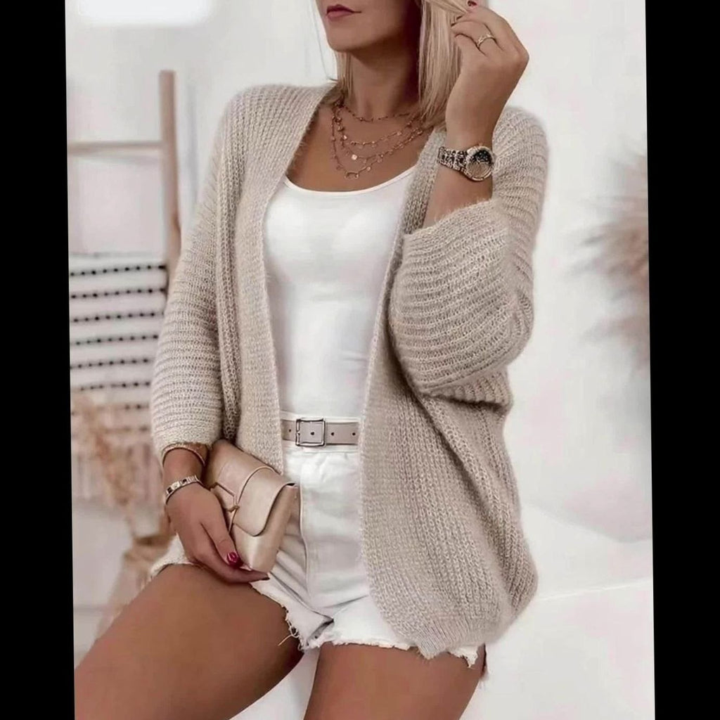 Women's Relaxed Open-Front Knit Cardigan, Lavender