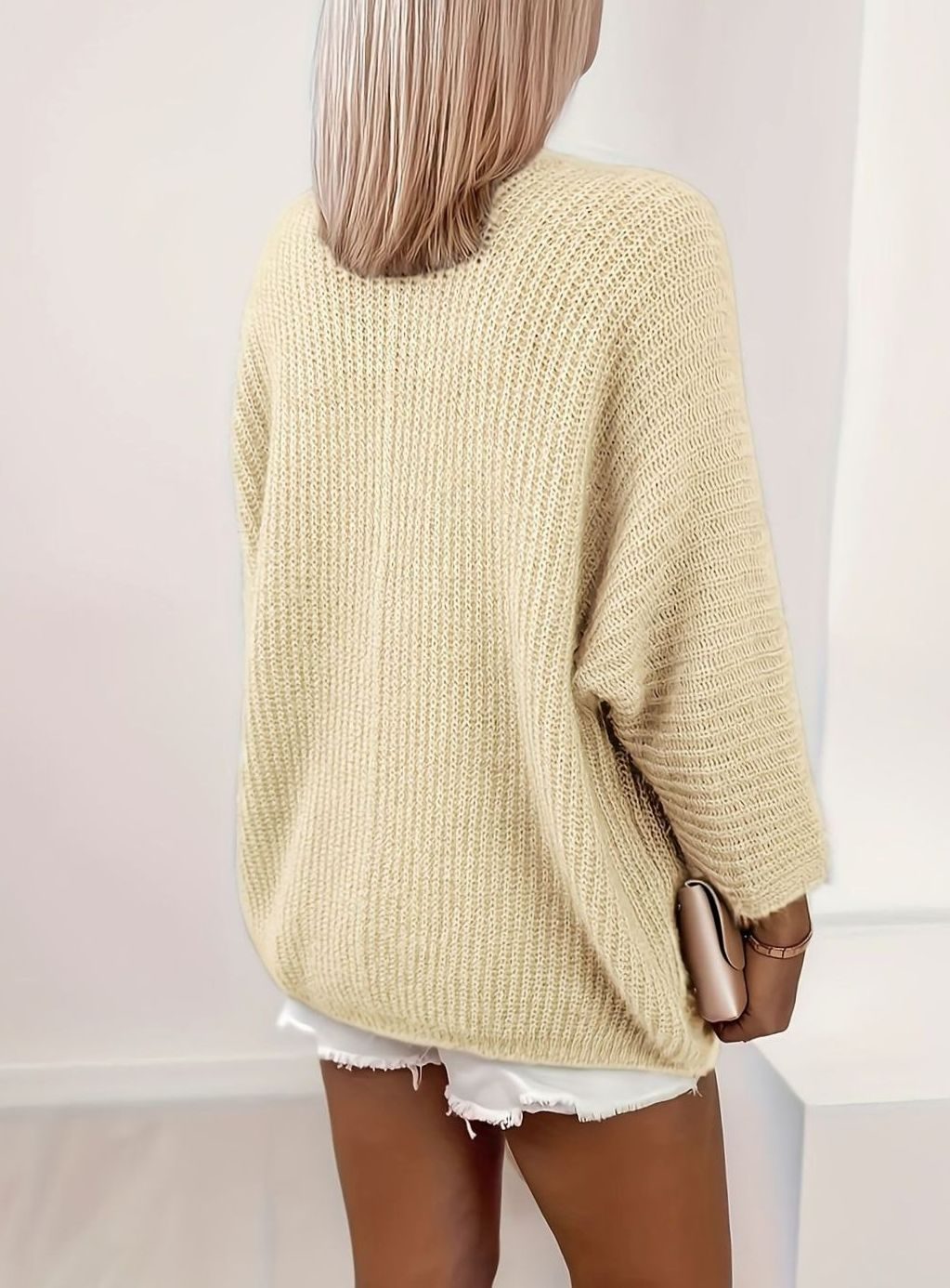 Women's Relaxed Open-Front Knit Cardigan, Lavender