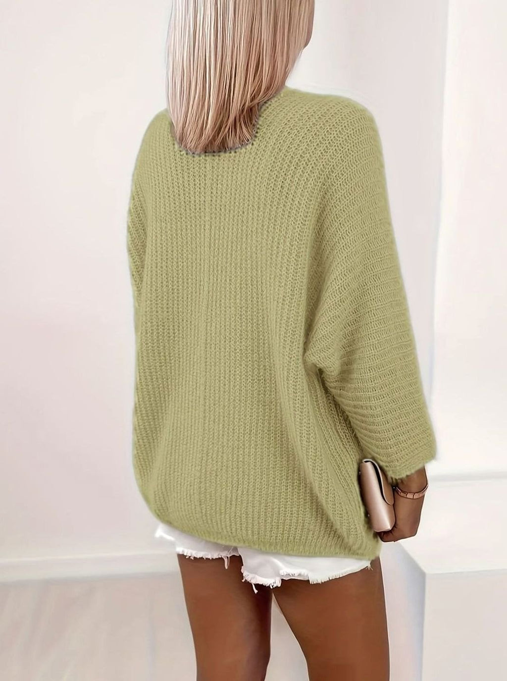 Women's Relaxed Open-Front Knit Cardigan, Lavender