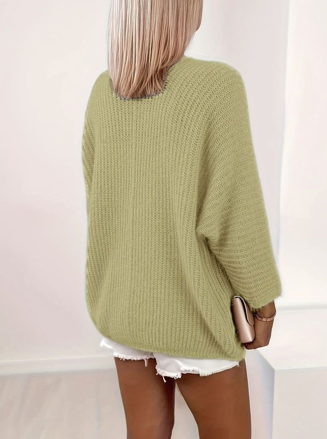 Women's Relaxed Open-Front Knit Cardigan, Lavender