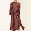 Women's Relaxed Open-Front Lightweight Knit Long Cardigan - Coffee