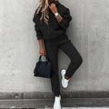 Women's Relaxed Stretch Fit Hoodie Jogger Matching Set - Black