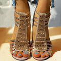 Women's Rhinestone Strappy Block Heel Comfortable Sandals