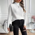 Women's Ribbed Raglan-Sleeve Turtleneck Sweater - White