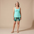 Women's Ribbed Two Piece Tankini Swimsuit Set - Turquoise