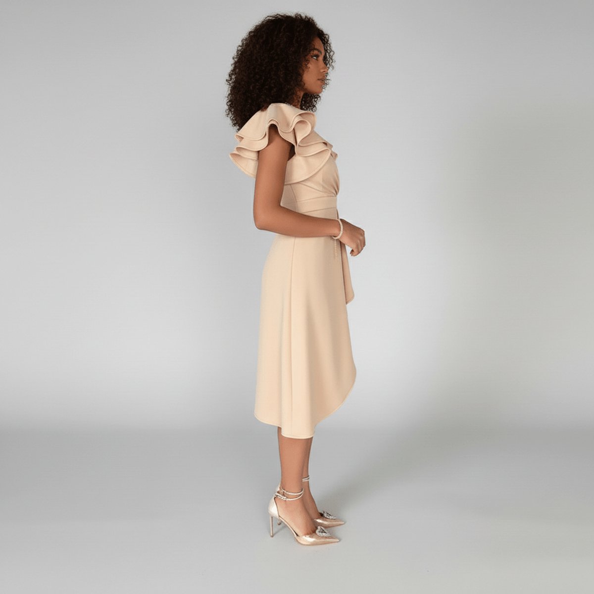 Women's Ruffle-Sleeve V-Neck Wrap Mother of the Bride Dress