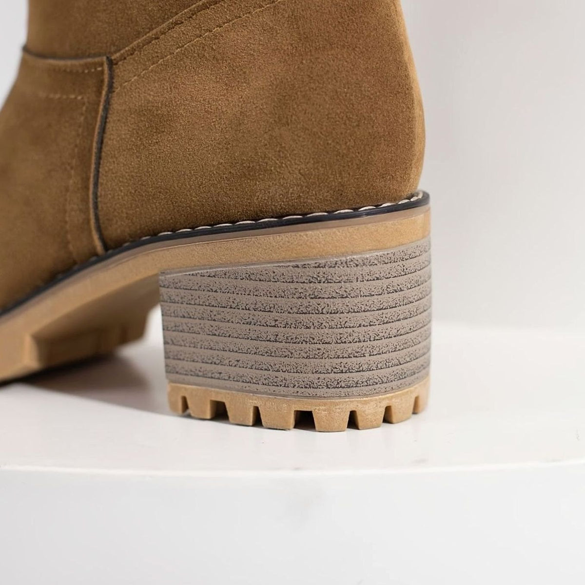 Women's Sherpa-Cuffed Slip-On Block Heel Winter Ankle Boots