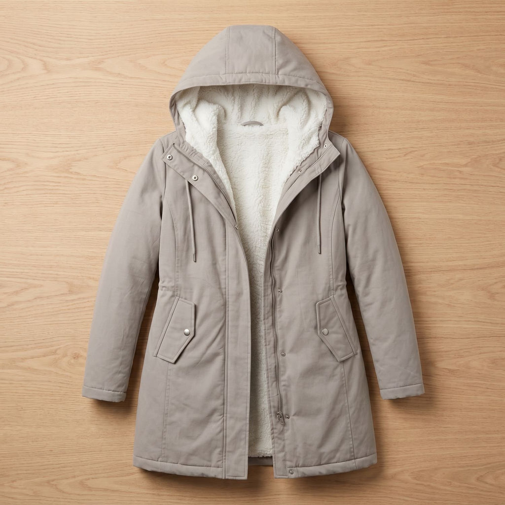 Women's Sherpa-Lined Hooded Insulated Winter Parka Coat - Grey