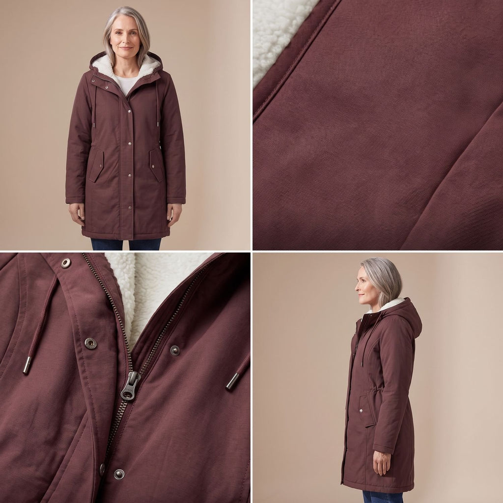 Women's Sherpa-Lined Hooded Insulated Winter Parka Coat