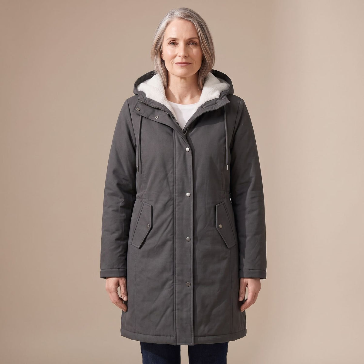 Women's Sherpa-Lined Hooded Insulated Winter Parka Coat