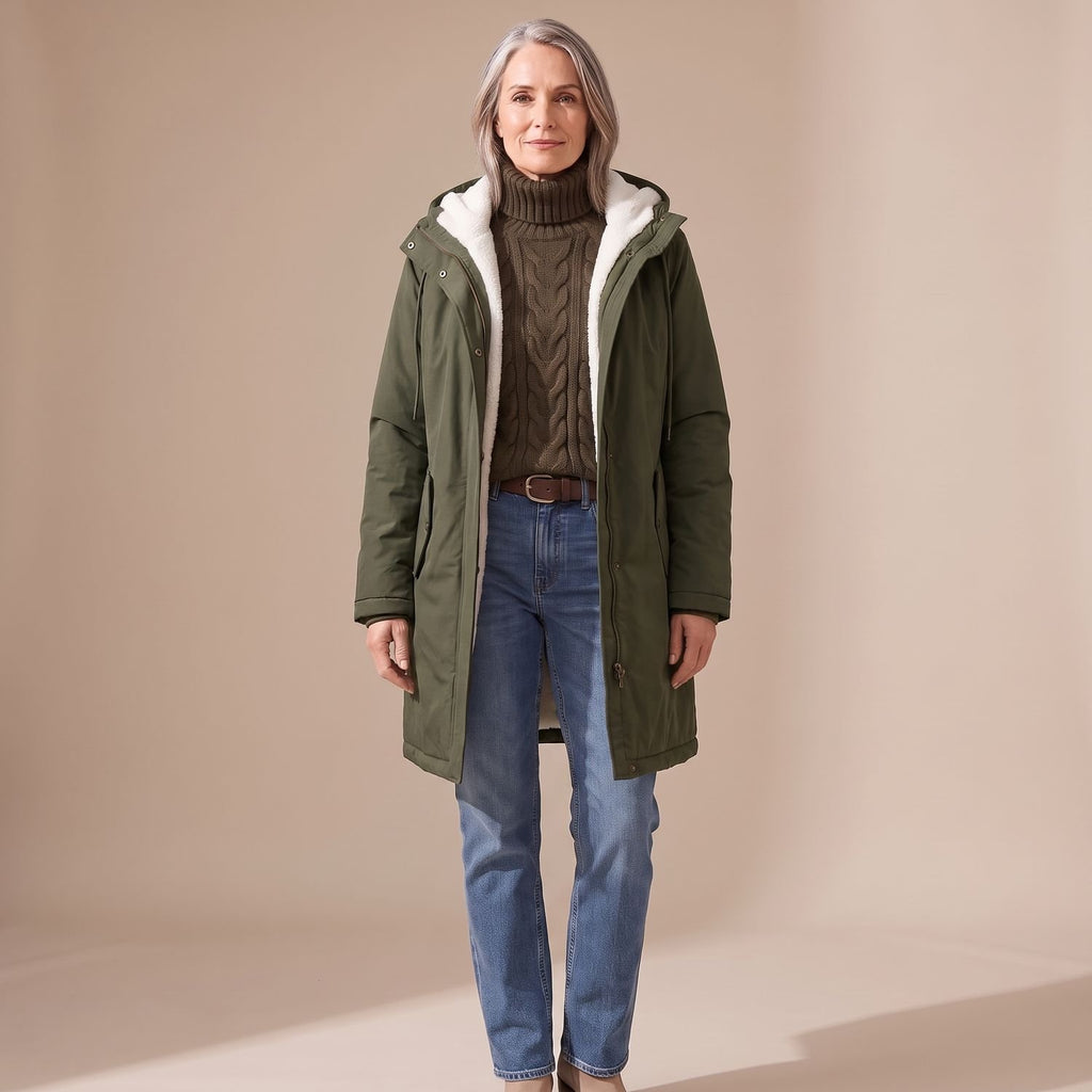 Women's Sherpa-Lined Hooded Insulated Winter Parka Coat