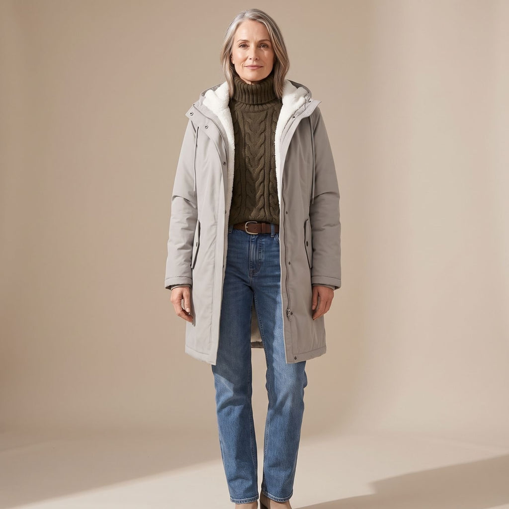 Women's Sherpa-Lined Hooded Insulated Winter Parka Coat