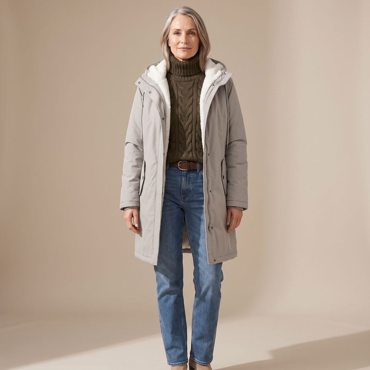 Women's Sherpa-Lined Hooded Insulated Winter Parka Coat