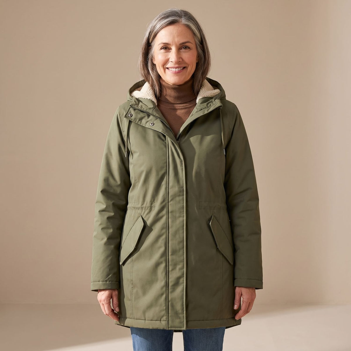 Women's Sherpa-Lined Hooded Insulated Winter Parka Coat