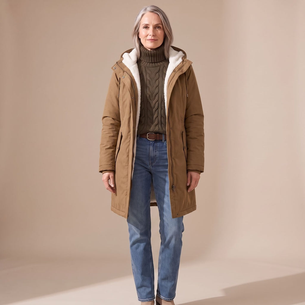 Women's Sherpa-Lined Hooded Insulated Winter Parka Coat