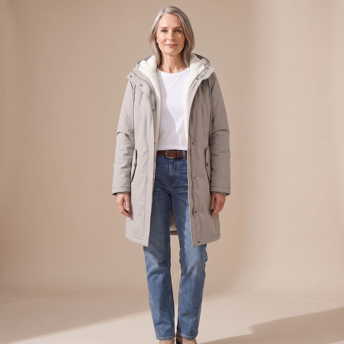 Women's Sherpa-Lined Hooded Insulated Winter Parka Coat