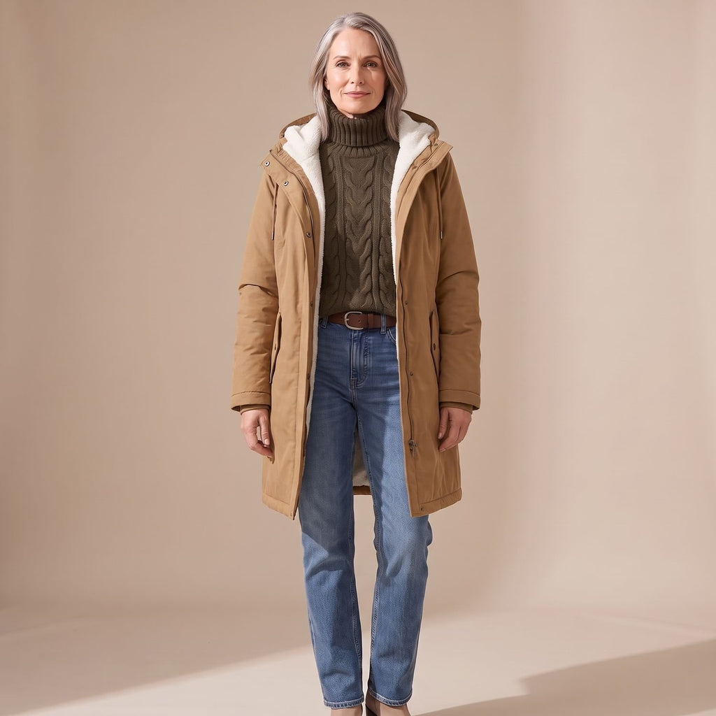 Women's Sherpa-Lined Hooded Insulated Winter Parka Coat