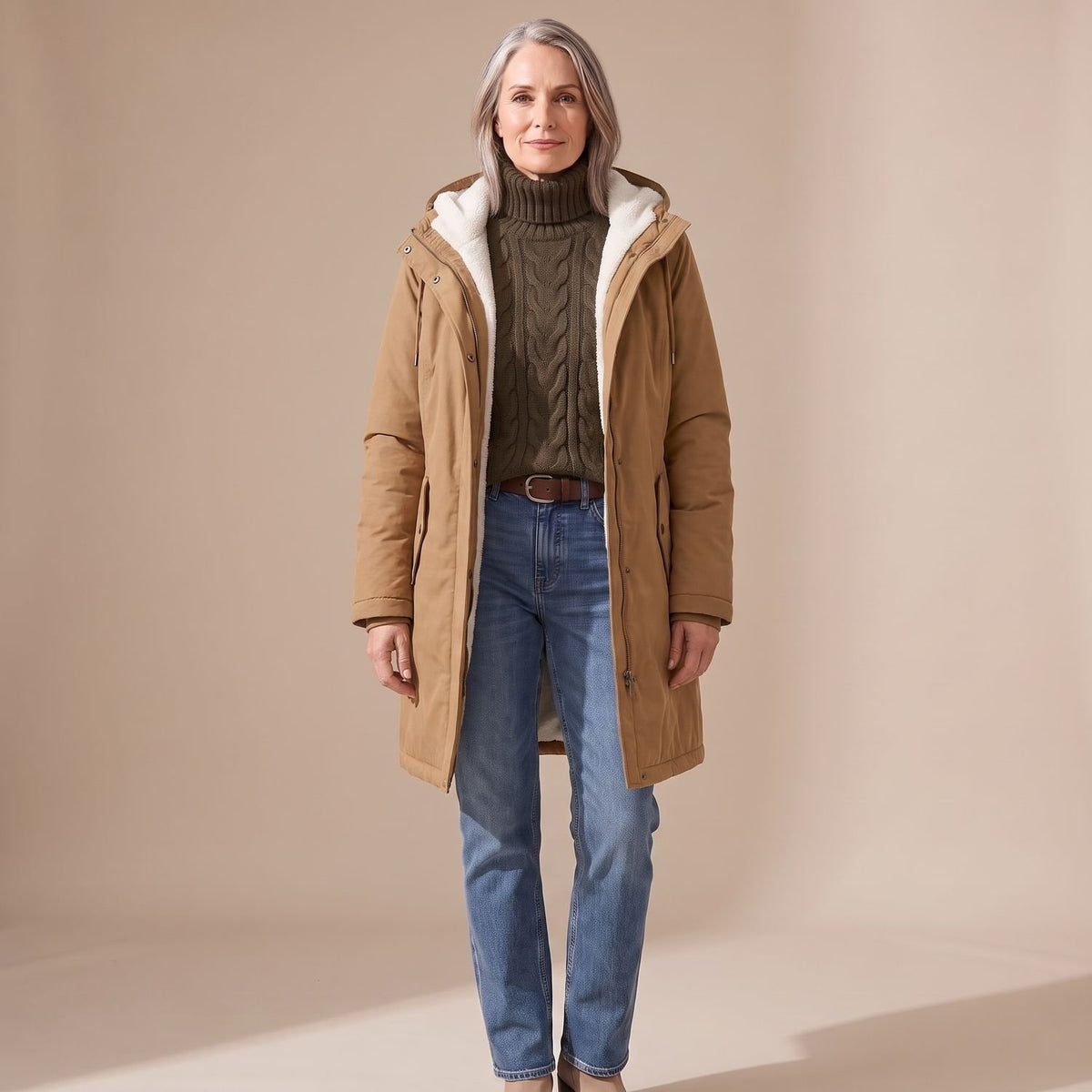 Women's Sherpa-Lined Hooded Insulated Winter Parka Coat