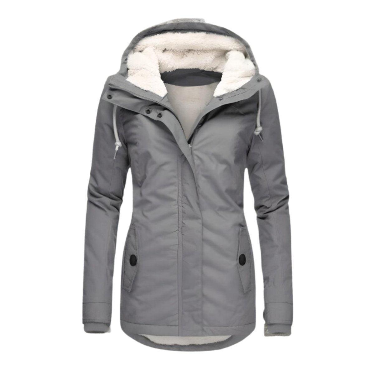 Women's Sherpa-Lined Hooded Waterproof Winter Parka Coat - Gray