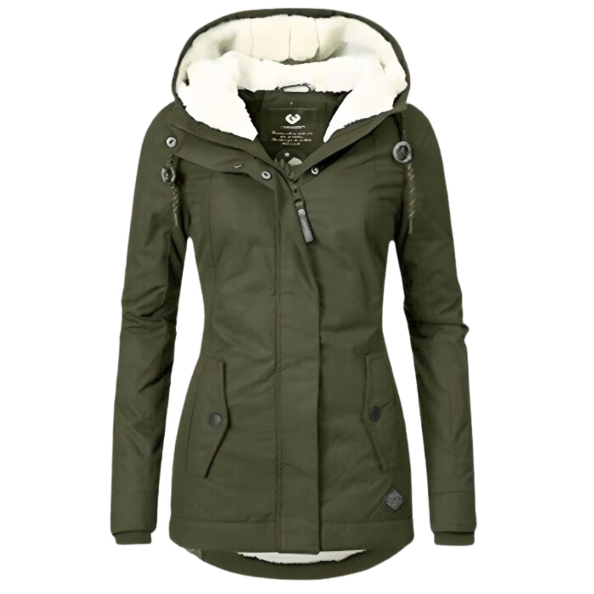 Women's Sherpa-Lined Hooded Waterproof Winter Parka Coat - Military Green