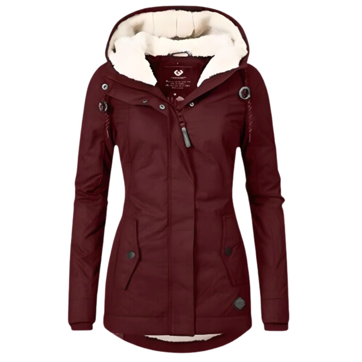 Women's Sherpa-Lined Hooded Waterproof Winter Parka Coat - Wine Red