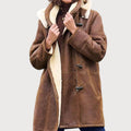 Women's Sherpa-Lined Suede-Look Toggle-Closure Winter Coat