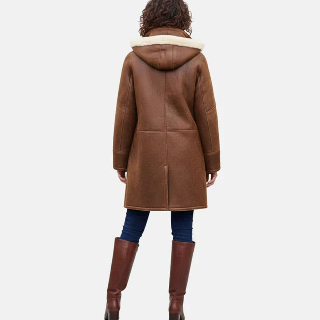 Women's Sherpa-Lined Suede-Look Toggle-Closure Winter Coat