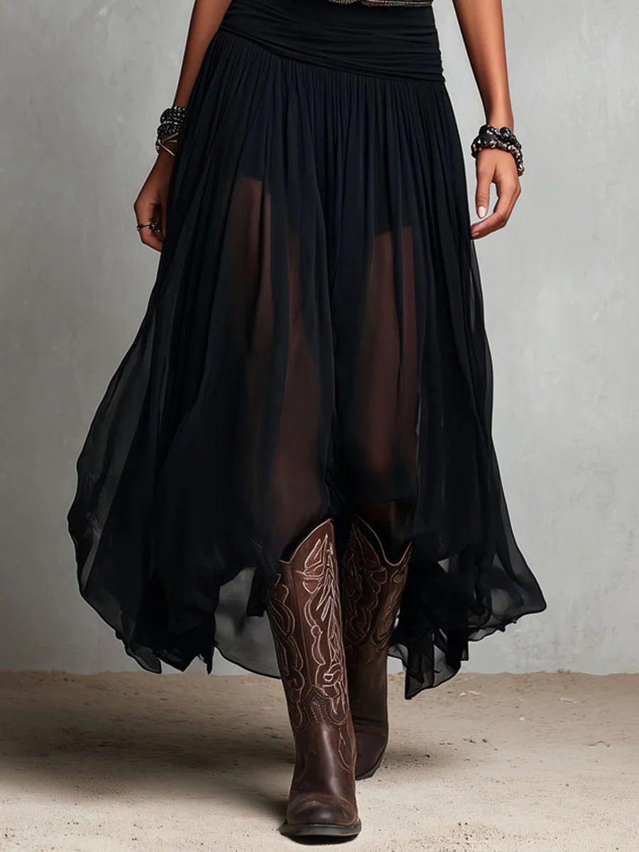 Women's Sleeveless Boho Tank Maxi Dress V-Neck Tulle Skirt