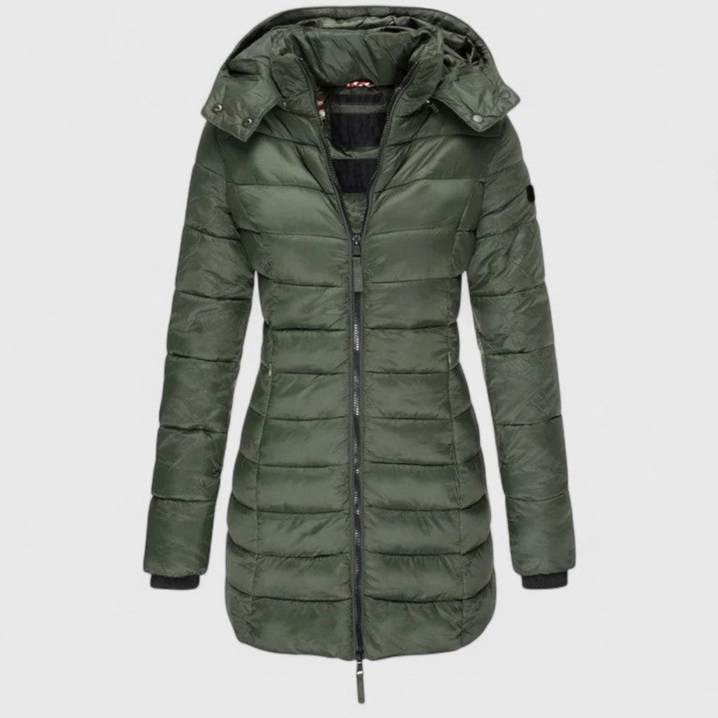 Women's Slim-Fit Quilted Puffer Coat Detachable Hood