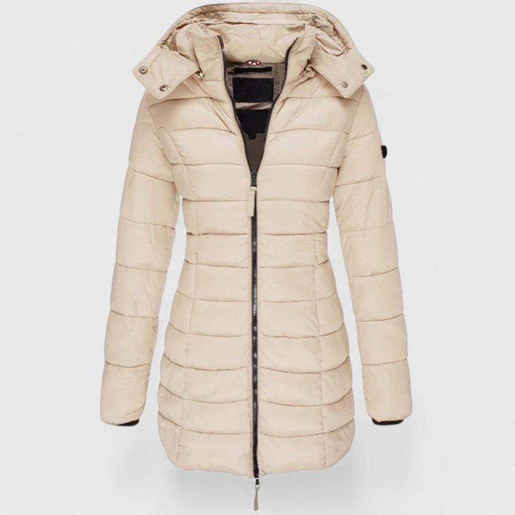 Women's Slim-Fit Quilted Puffer Coat Detachable Hood