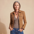 Women's Slim-Fit Zip-Front Utility Jacket Camel Brown - Brown