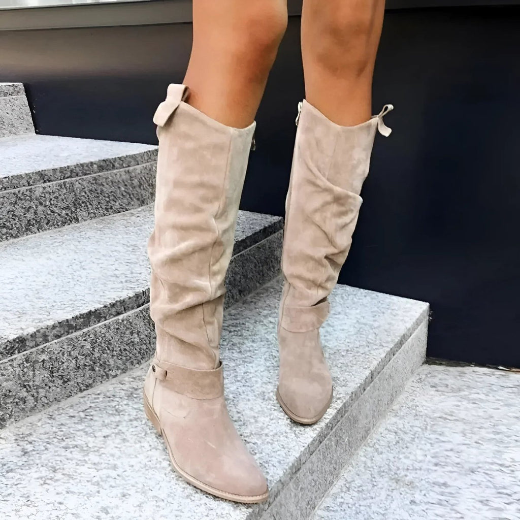 Women's Slouchy Over-the-Knee High Boots Flat Block Heel
