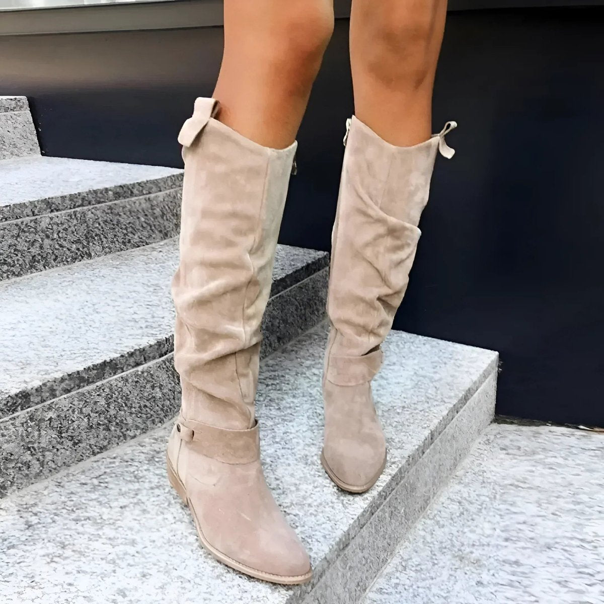 Women's Slouchy Over-the-Knee High Boots Flat Block Heel