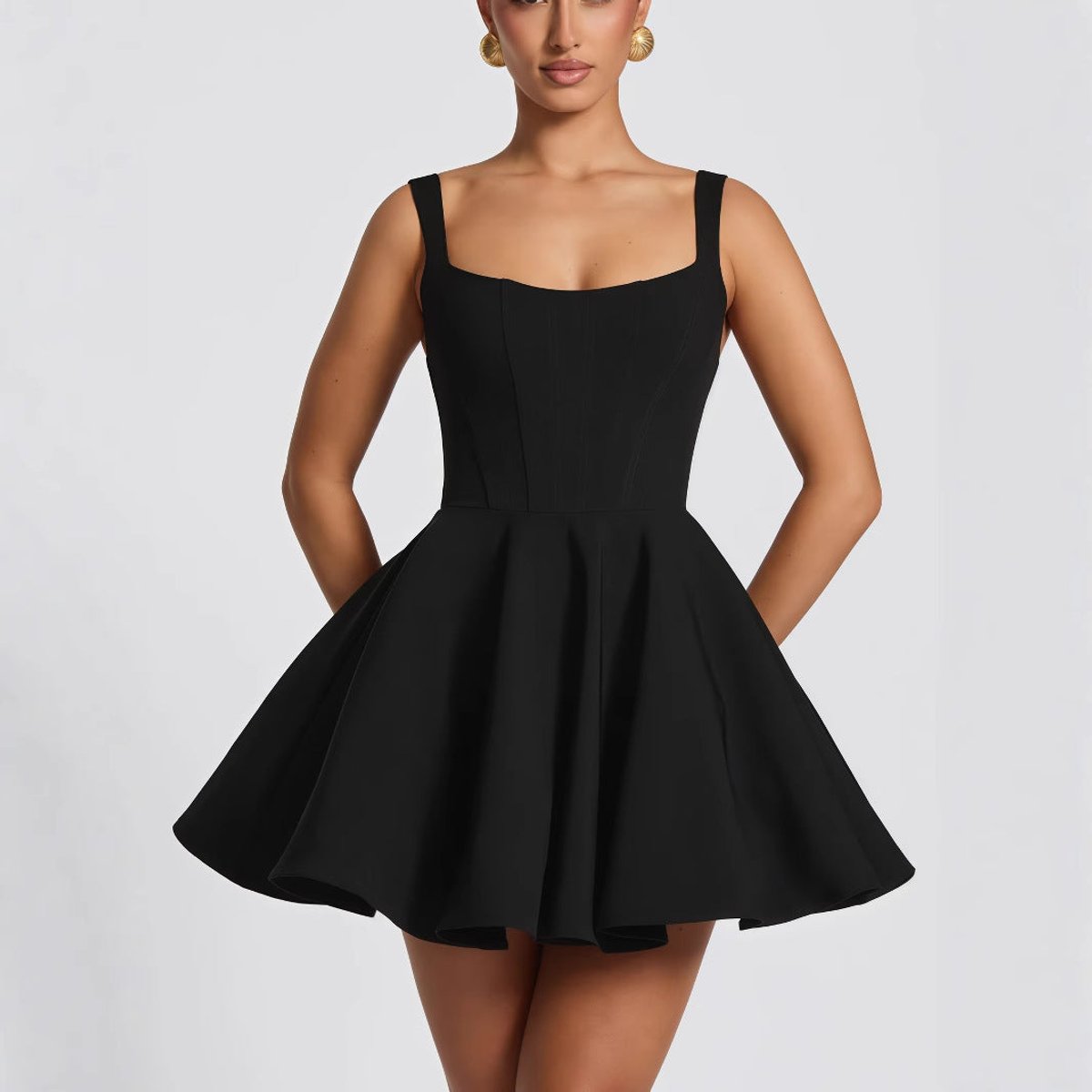 Women's Square-Neck Oversized Bow A-Line Cocktail Dress